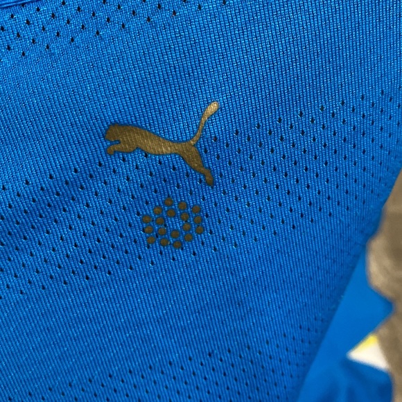 Puma Polo Shirt Blue Orange Golf Golfer Rugby Casual Mens Short Sleeve medium - Picture 5 of 9